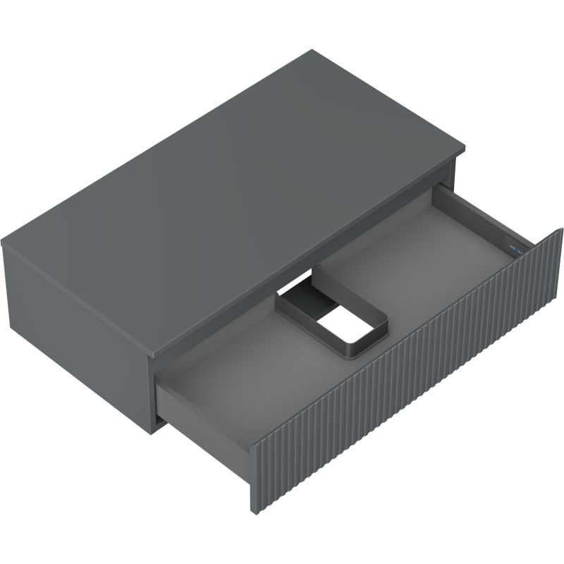 Mexen Rivel Badezimmer-Unterschrank 90 cm mit Arbeitsplatte, 1 Schublade, geriffelt, grafit matt - 91A20-09023-1-BFC66