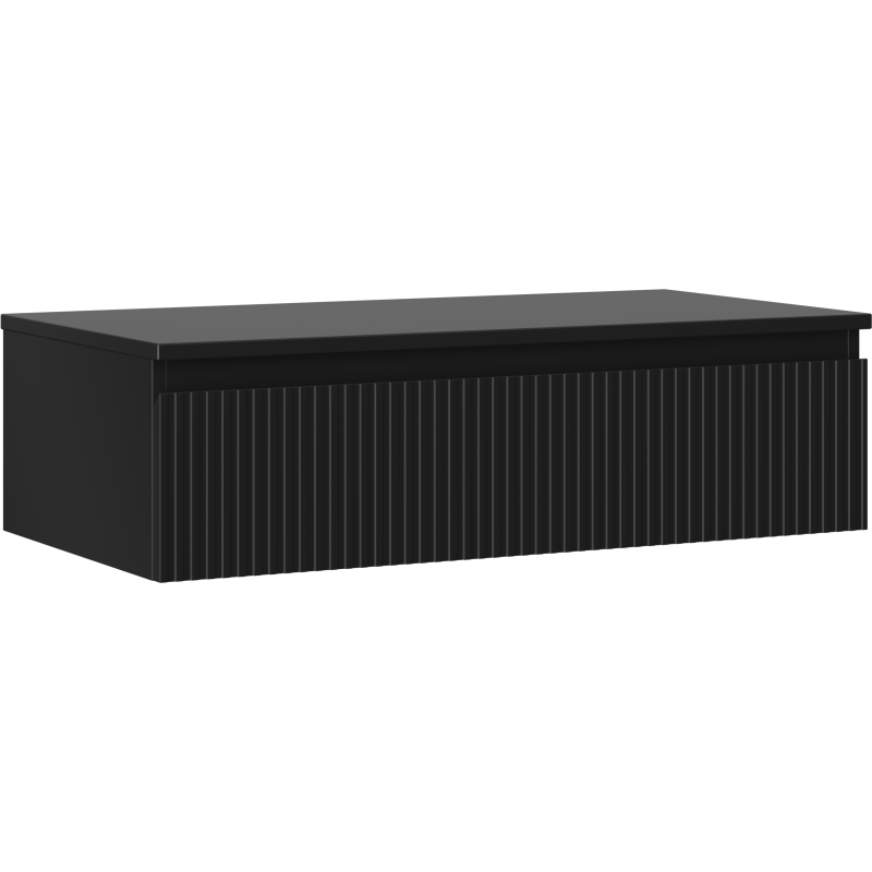Mexen Rivel Badezimmerschrank für Waschbecken 90 cm mit Arbeitsplatte, 1 Schublade, gerillt, schwarz matt - 91A20-09023-1-BFC71
