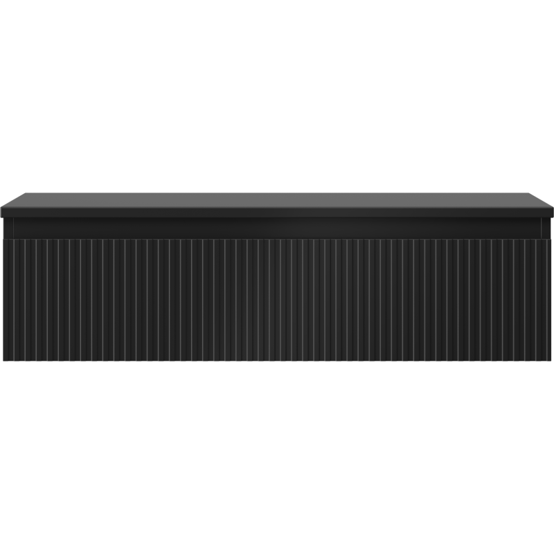 Mexen Rivel Badezimmerschrank für Waschbecken 90 cm mit Arbeitsplatte, 1 Schublade, gerillt, schwarz matt - 91A20-09023-1-BFC71