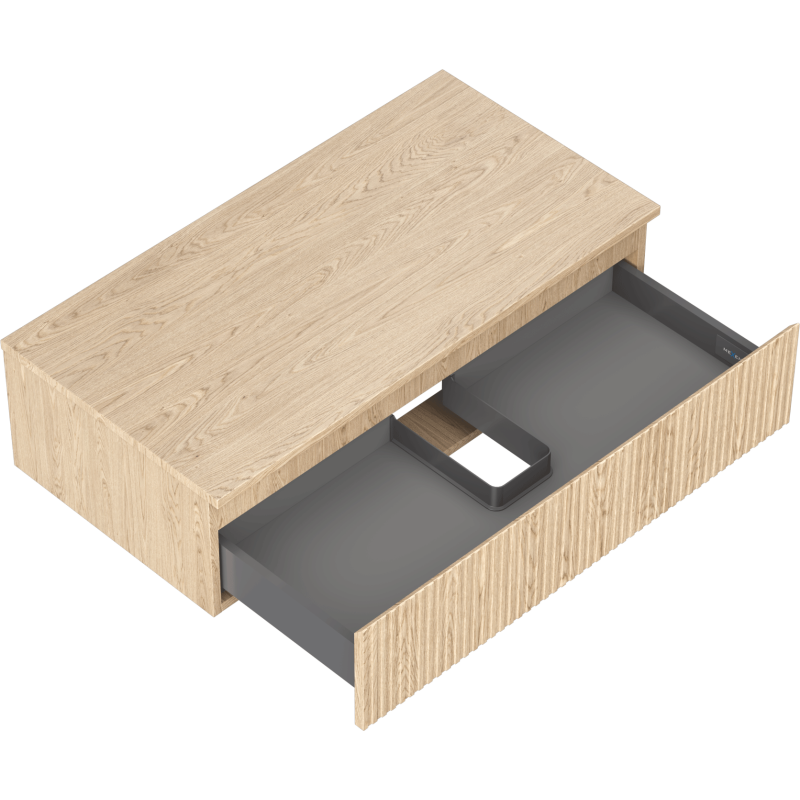 Mexen Rivel Badezimmerschrank 90 cm, gerillt, in Eiche - 91A20-09023-1-BFC81