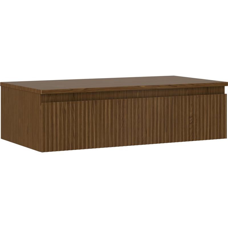 Mexen Rivel Badezimmerschrank 90 cm mit Arbeitsplatte, 1 Schublade, geriffelt, Nussbaum - 91A20-09023-1-BFC86