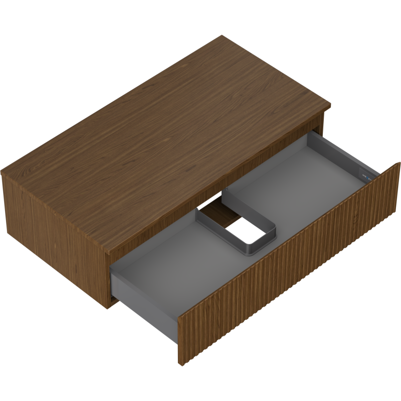Mexen Rivel Badezimmerschrank 90 cm mit Arbeitsplatte, 1 Schublade, geriffelt, Nussbaum - 91A20-09023-1-BFC86