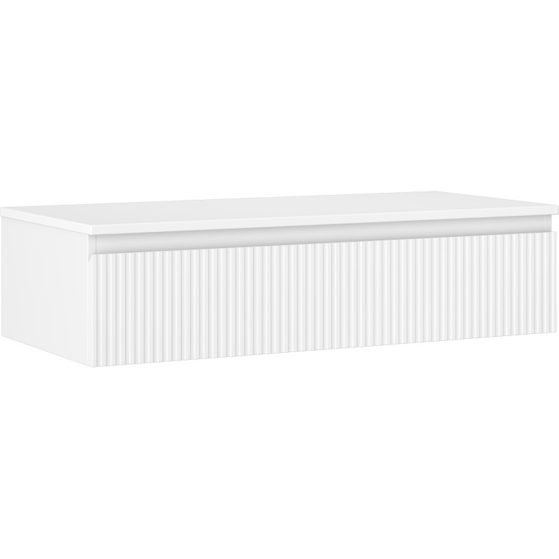 Mexen Rivel Badezimmerschrank unter dem Waschbecken 100 cm mit Arbeitsplatte, 1 Schublade, gerillt, mattweiß