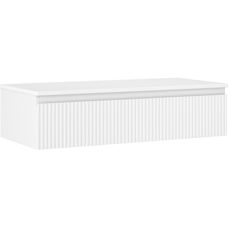 Mexen Rivel Badezimmerschrank unter dem Waschbecken 100 cm mit Arbeitsplatte, 1 Schublade, gerillt, mattweiß