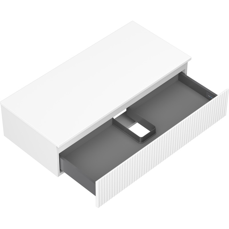 Mexen Rivel Badezimmerschrank unter dem Waschbecken 100 cm mit Arbeitsplatte, 1 Schublade, gerillt, mattweiß