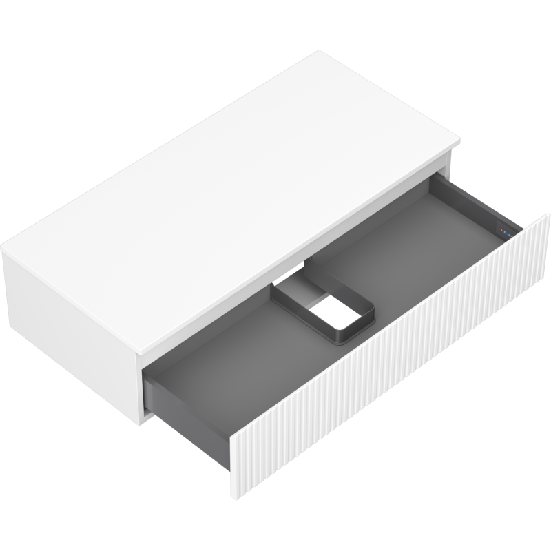 Mexen Rivel Badezimmerunterschrank 100 cm mit Platte, 1 Schublade, gerillt, weiß matt - 91A20-10023-1-BFC01
