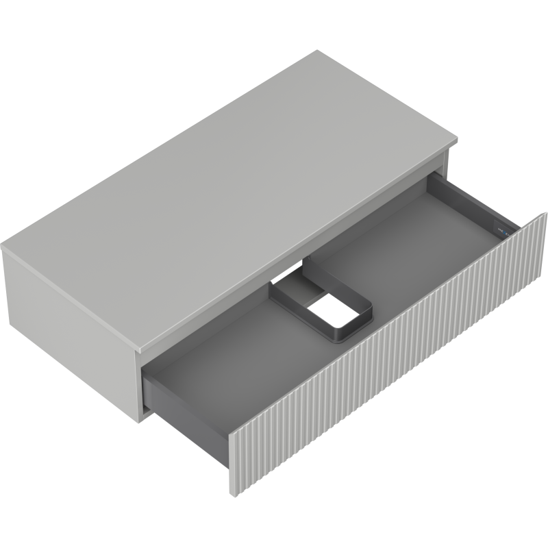 Mexen Rivel Badezimmer-Unterschrank 100 cm mit Arbeitsplatte, 1 Schublade, gerillt, grau matt - 91A20-10023-1-BFC62