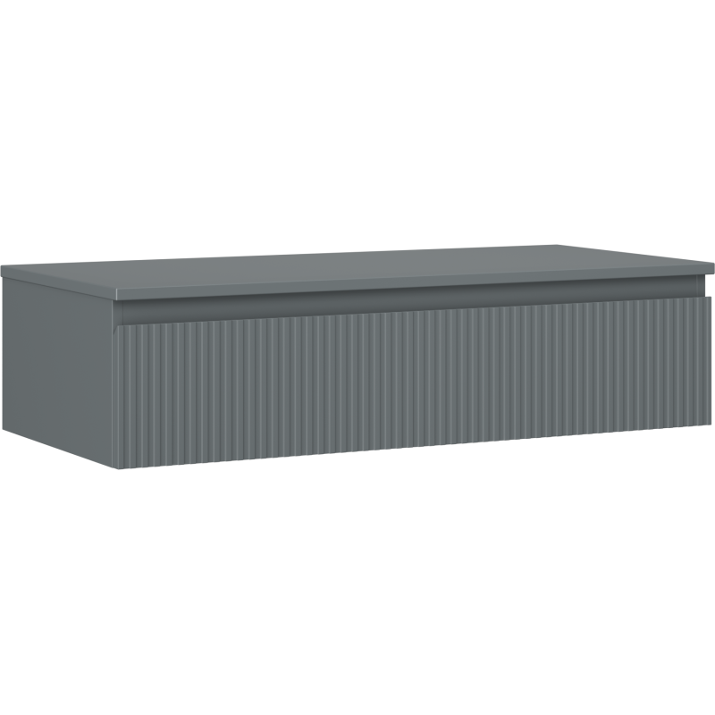 Mexen Rivel Badezimmerschrank unter dem Waschbecken 100 cm mit Arbeitsplatte, 1 Schublade, geriffelt, Graphit matt