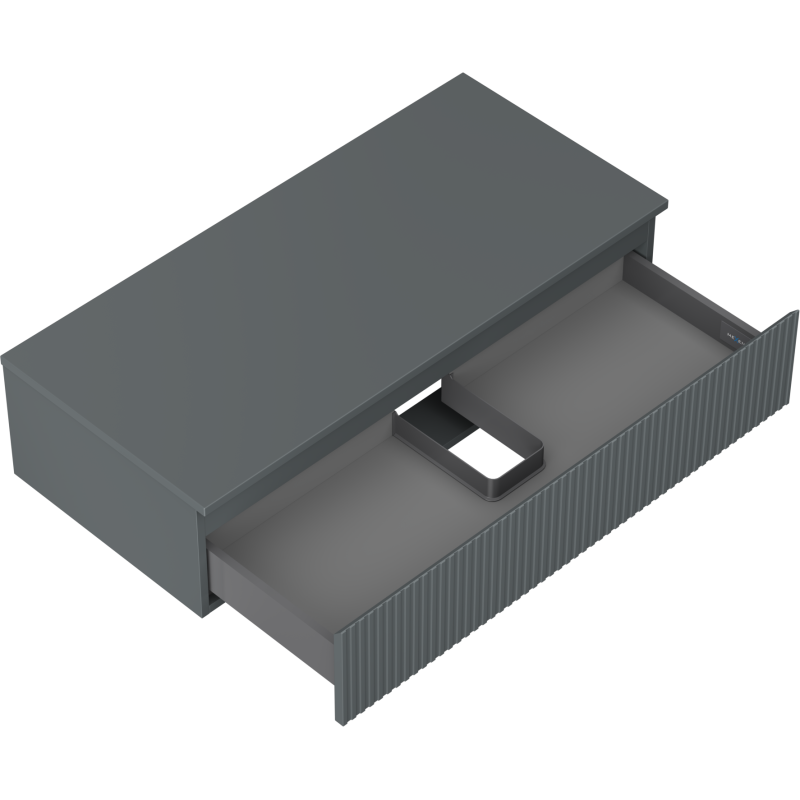 Mexen Rivel Badezimmerschrank unter dem Waschbecken 100 cm mit Arbeitsplatte, 1 Schublade, geriffelt, Graphit matt