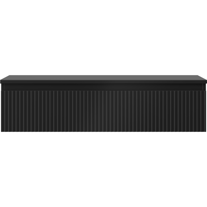 Mexen Rivel Badezimmerschrank 100 cm mit Arbeitsplatte, 1 Schublade, gerillt, schwarz matt - 91A20-10023-1-BFC71