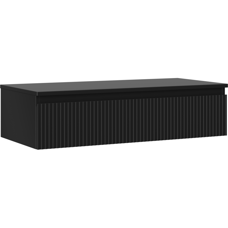 Mexen Rivel Badezimmerschrank 100 cm mit Arbeitsplatte, 1 Schublade, gerillt, schwarz matt - 91A20-10023-1-BFC71