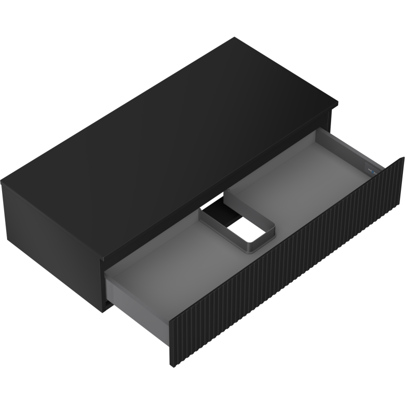 Mexen Rivel Badezimmerschrank 100 cm mit Arbeitsplatte, 1 Schublade, gerillt, schwarz matt - 91A20-10023-1-BFC71