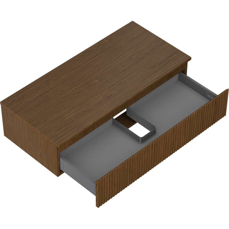 Mexen Rivel Badezimmerschrank für Waschbecken 100 cm mit Arbeitsplatte, 1 Schublade, geriffelt, Nuss - 91A20-10023-1-BFC86