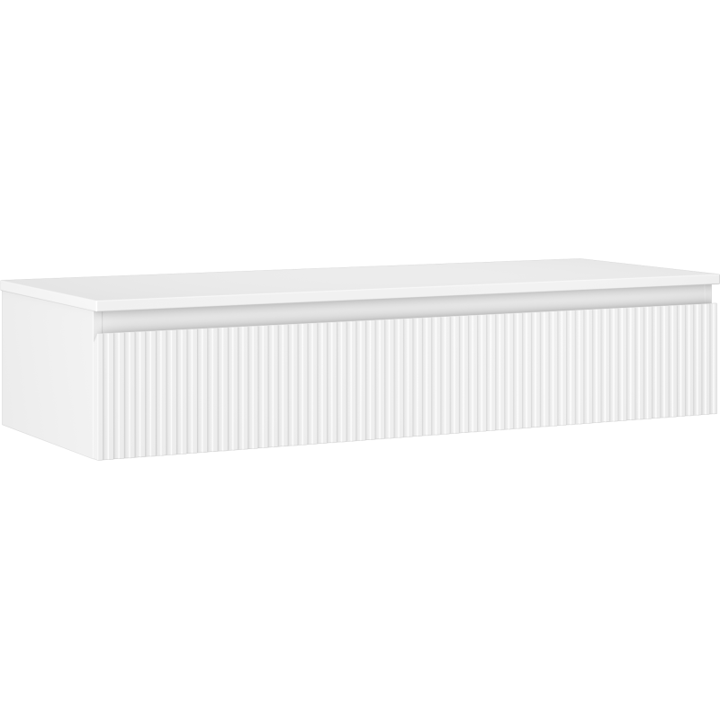 Mexen Rivel Badezimmerschrank für Waschbecken 120 cm mit Arbeitsplatte, 1 Schublade, geriffelt, Weiß Matt - 91A20-12023-1-BFC01