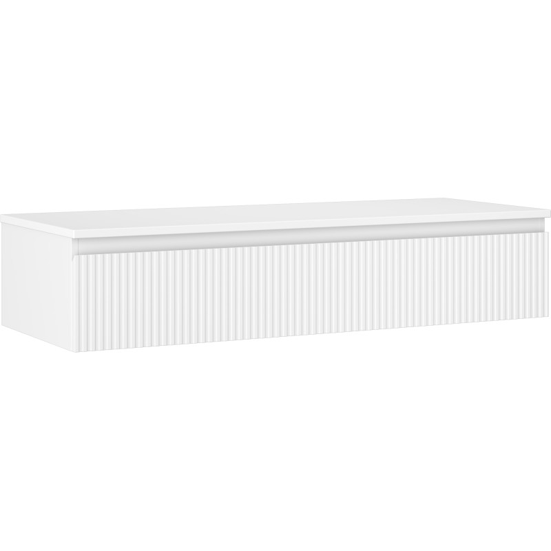 Mexen Rivel Badezimmerschrank für Waschtisch 120 cm mit Platte, 1 Schublade, gerillt, weiß matt - 91A20-12023-1-BFC01