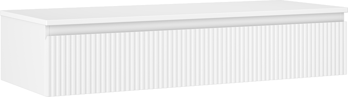 Mexen Rivel Badezimmerschrank für Waschbecken 120 cm mit Arbeitsplatte, 1 Schublade, geriffelt, Weiß Matt - 91A20-12023-1-BFC01