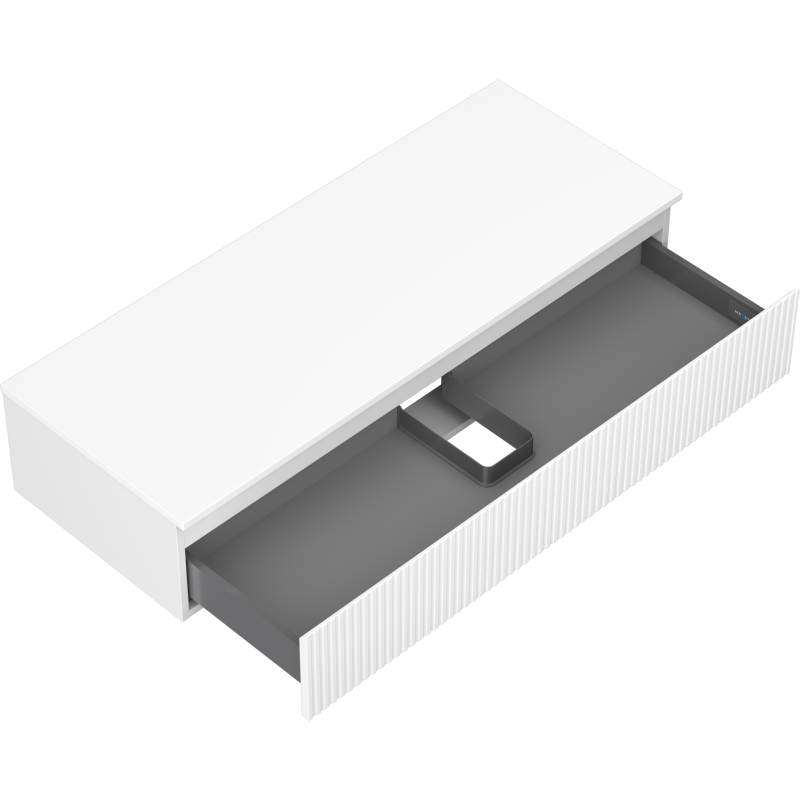 Mexen Rivel Badezimmerschrank für Waschbecken 120 cm mit Arbeitsplatte, 1 Schublade, geriffelt, Weiß Matt - 91A20-12023-1-BFC01