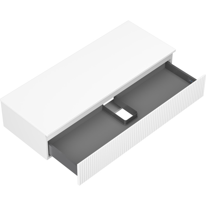 Mexen Rivel Badezimmerschrank für Waschtisch 120 cm mit Platte, 1 Schublade, gerillt, weiß matt - 91A20-12023-1-BFC01