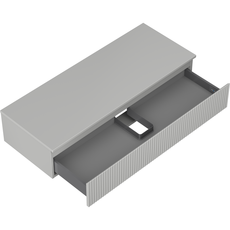Mexen Rivel Badezimmerschrank für das Waschbecken, 120 cm mit Arbeitsplatte, 1 Schublade, geriffelt, mattgrau