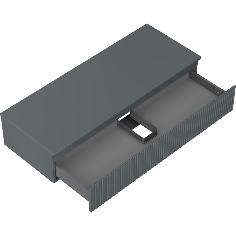 Mexen Rivel Badezimmerschrank 120 cm für Waschbecken mit Arbeitsplatte, 1 Schublade, geriffelt, Graphit matt