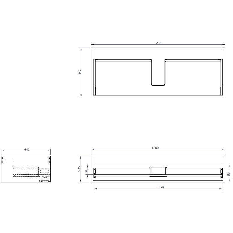 Mexen Rivel Badezimmerschrank unter Waschbecken 120 cm mit Arbeitsplatte, 1 Schublade, gerippt, schwarz matt