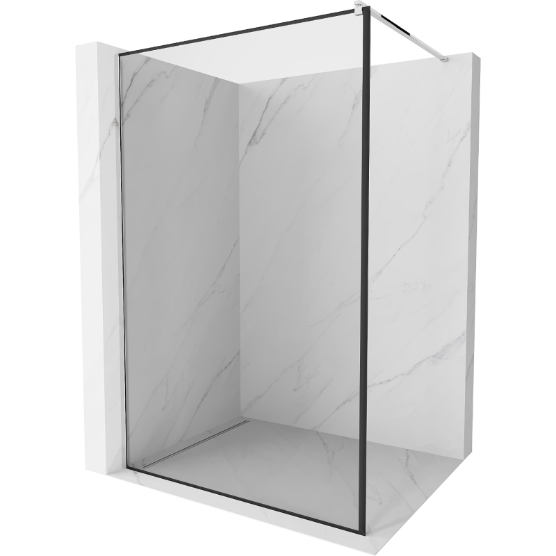 Mexen Kioto Duschwand Walk-in 120 x 200 cm, schwarzer Rahmen 8 mm, Chrom - 800-120-101-01-70