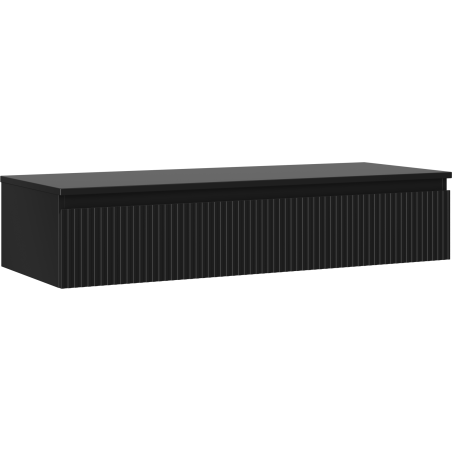 Mexen Rivel Badezimmerschrank unter Waschbecken 120 cm mit Arbeitsplatte, 1 Schublade, gerippt, schwarz matt