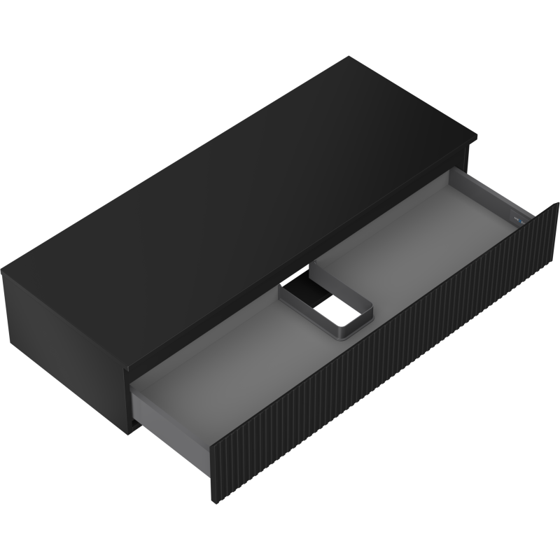 Mexen Rivel Badezimmerschrank unter Waschbecken 120 cm mit Arbeitsplatte, 1 Schublade, gerippt, schwarz matt