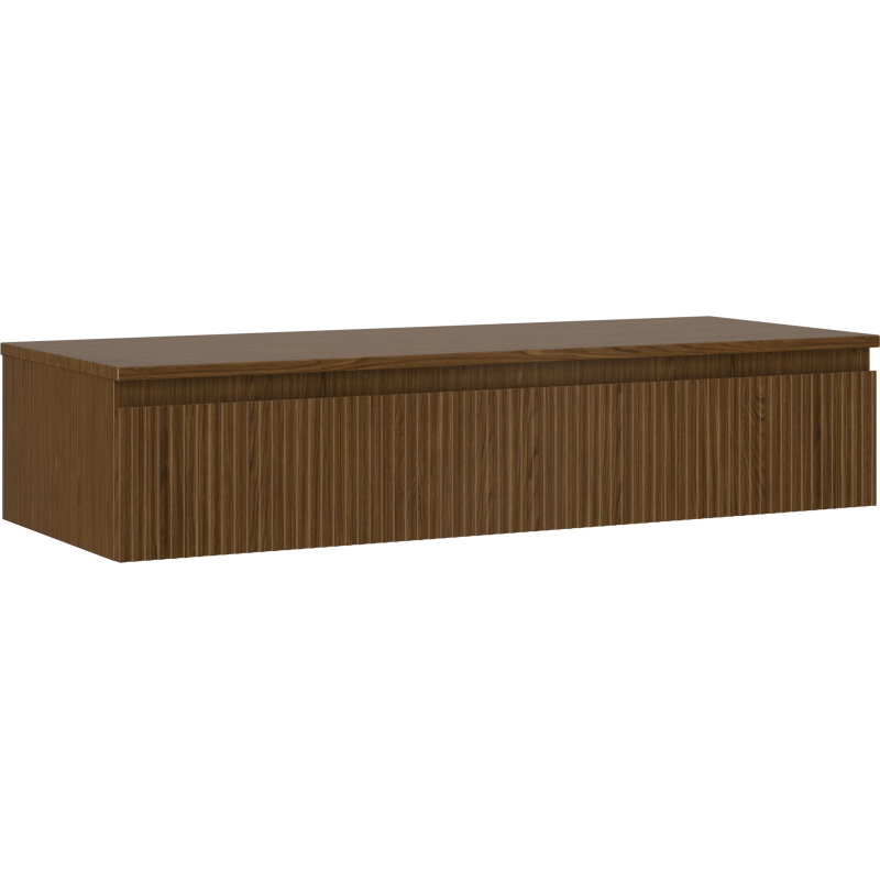 Mexen Rivel Badezimmerschrank 120 cm mit Arbeitsplatte, 1 Schublade, gerillt, Nussbaum - 91A20-12023-1-BFC86