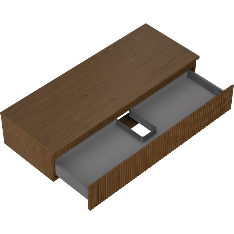 Mexen Rivel Badezimmerschrank 120 cm mit Arbeitsplatte, 1 Schublade, gerillt, Nussbaum - 91A20-12023-1-BFC86
