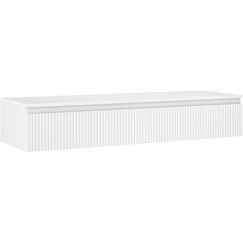 Mexen Rivel 140 cm Waschbeckenunterschrank mit Arbeitsplatte, 1 Schublade, geriffelt, weiß matt - 91A20-14023-1-BFC01