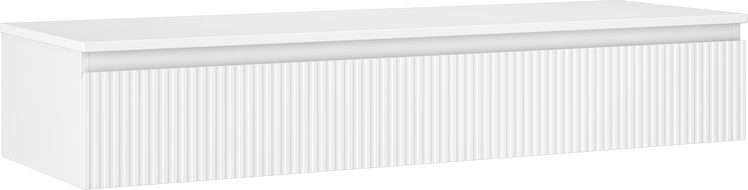 Mexen Rivel Badezimmerunterschrank 140 cm mit Arbeitsplatte, 1 Schublade, geriffelt, weiß matt - 91A20-14023-1-BFC01