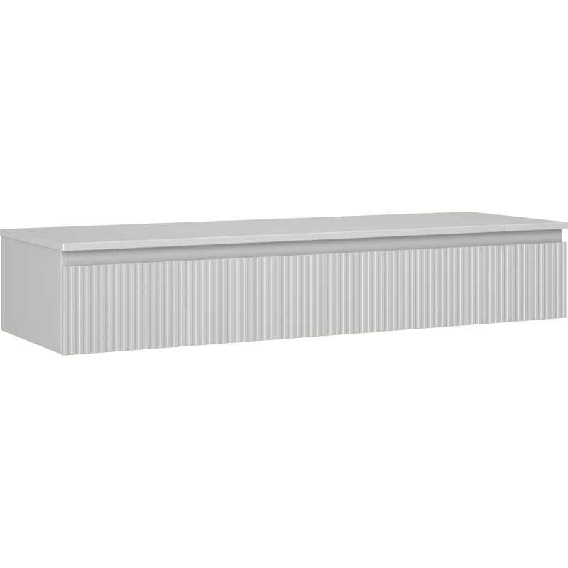 Mexen Rivel Badezimmerunterschrank 140 cm mit Arbeitsplatte, 1 Schublade, gerillt, grau matt - 91A20-14023-1-BFC62