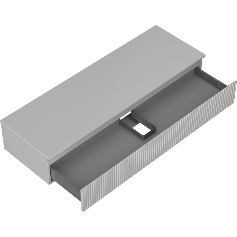 Mexen Rivel Badezimmerunterschrank 140 cm mit Arbeitsplatte, 1 Schublade, gerillt, grau matt - 91A20-14023-1-BFC62