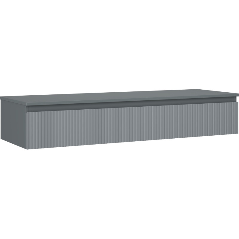 Mexen Rivel 140 cm Waschbeckenschrank mit Arbeitsplatte, 1 Schublade, geriffelt, Graphit matt - 91A20-14023-1-BFC66