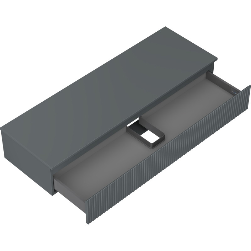 Mexen Rivel 140 cm Waschbeckenschrank mit Arbeitsplatte, 1 Schublade, geriffelt, Graphit matt - 91A20-14023-1-BFC66