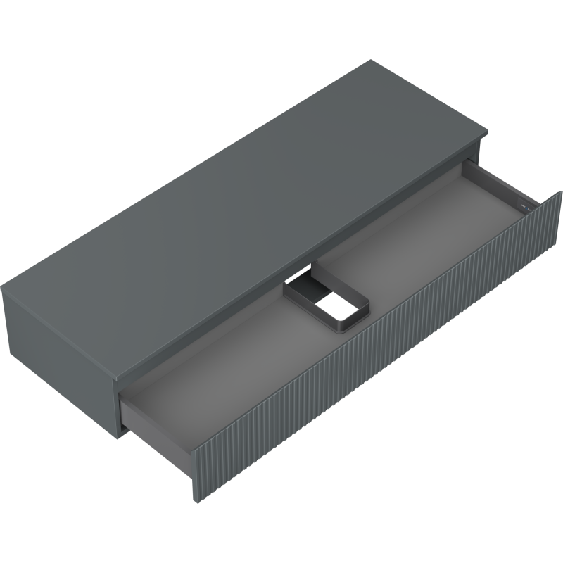 Mexen Rivel Badezimmerschrank 140 cm mit Arbeitsplatte, 1 Schublade, gerillt, graphit matt - 91A20-14023-1-BFC66
