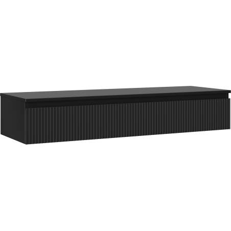 Mexen Rivel Badezimmerunterschrank 140 cm mit Platte, 1 Schublade, geriffelt, schwarz matt - 91A20-14023-1-BFC71