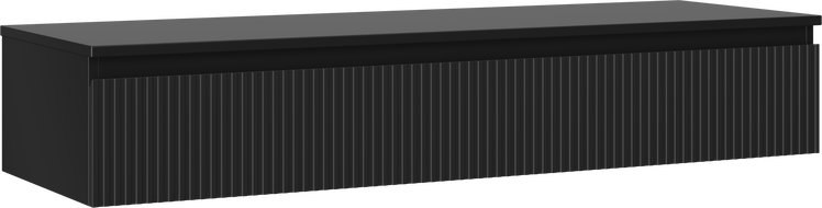 Mexen Rivel Badezimmerunterschrank 140 cm mit Platte, 1 Schublade, geriffelt, schwarz matt - 91A20-14023-1-BFC71