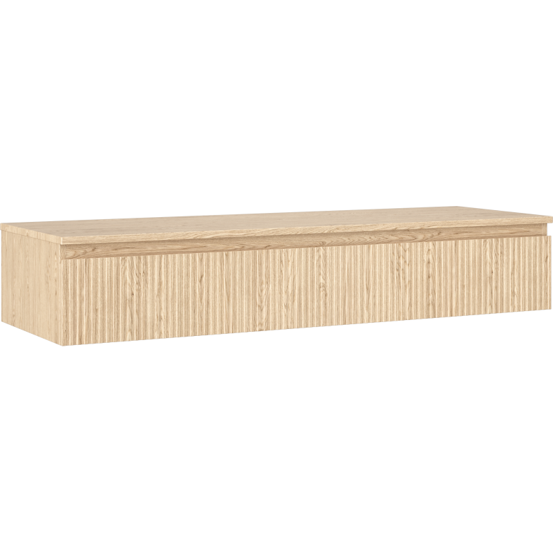 Mexen Rivel Badezimmerschrank für Waschtisch 140 cm mit Arbeitsplatte, 1 Schublade, geriffelt, Eiche - 91A20-14023-1-BFC81