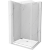 Mexen Lima faltbare Duschkabine 70 x 80 cm, transparent, Chrom + Flat-Duschwanne - 856-070-080-01-00-4010