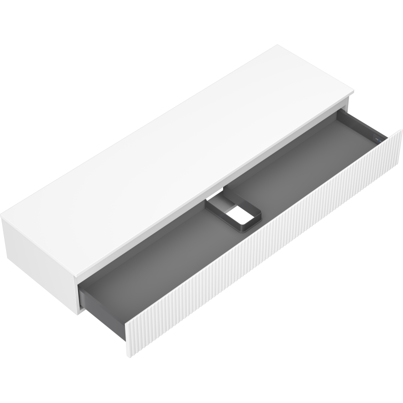 Mexen Rivel Badezimmerschrank 160 cm mit Platte, 1 Schublade, geriffelt, weiß matt - 91A20-16023-1-BFC01