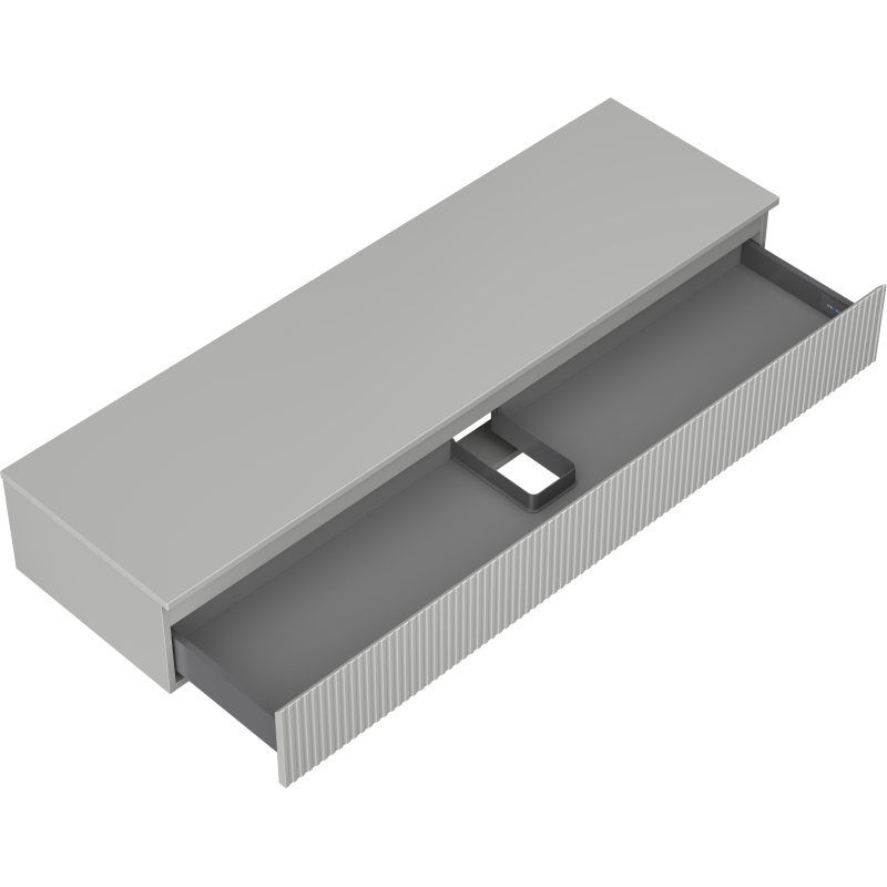 Mexen Rivel Badezimmerunterschrank 160 cm mit Platte, 1 Schublade, gerillt, grau matt - 91A20-16023-1-BFC62