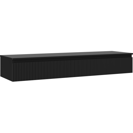 Mexen Rivel Badezimmerschrank unter dem Waschbecken 160 cm mit Arbeitsplatte, 1 Schublade, geriffelt, schwarz matt
