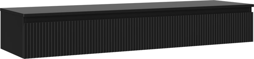 Mexen Rivel Badezimmerschrank unter dem Waschbecken 160 cm mit Arbeitsplatte, 1 Schublade, geriffelt, schwarz matt