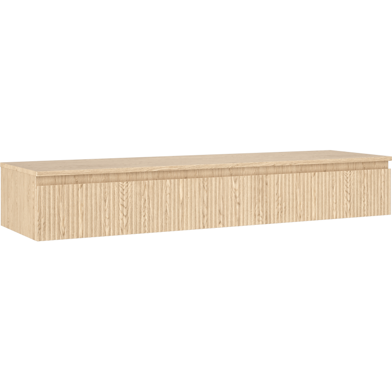Mexen Rivel Badezimmer-Unterschrank 160 cm mit Arbeitsplatte, 1 Schublade, gerillt, Eiche - 91A20-16023-1-BFC81