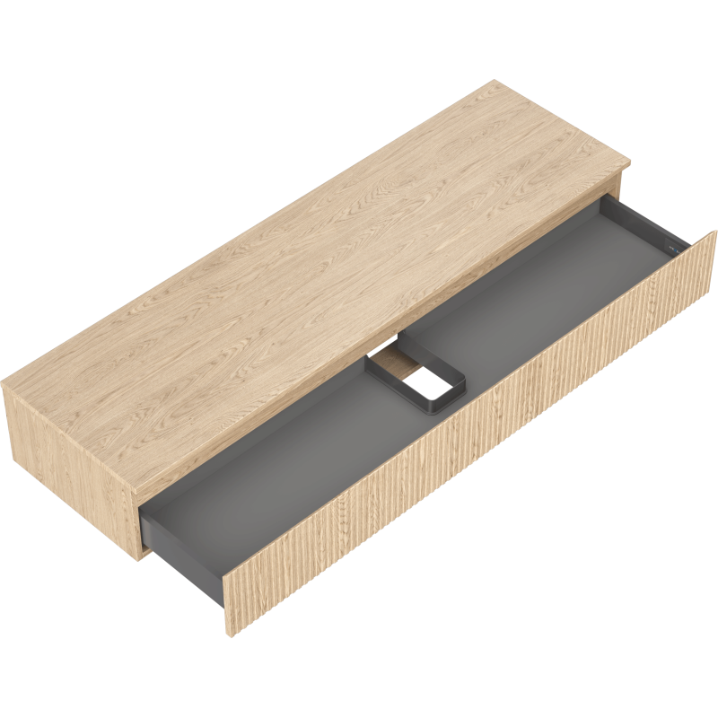 Mexen Rivel Badezimmer-Unterschrank 160 cm mit Arbeitsplatte, 1 Schublade, gerillt, Eiche - 91A20-16023-1-BFC81