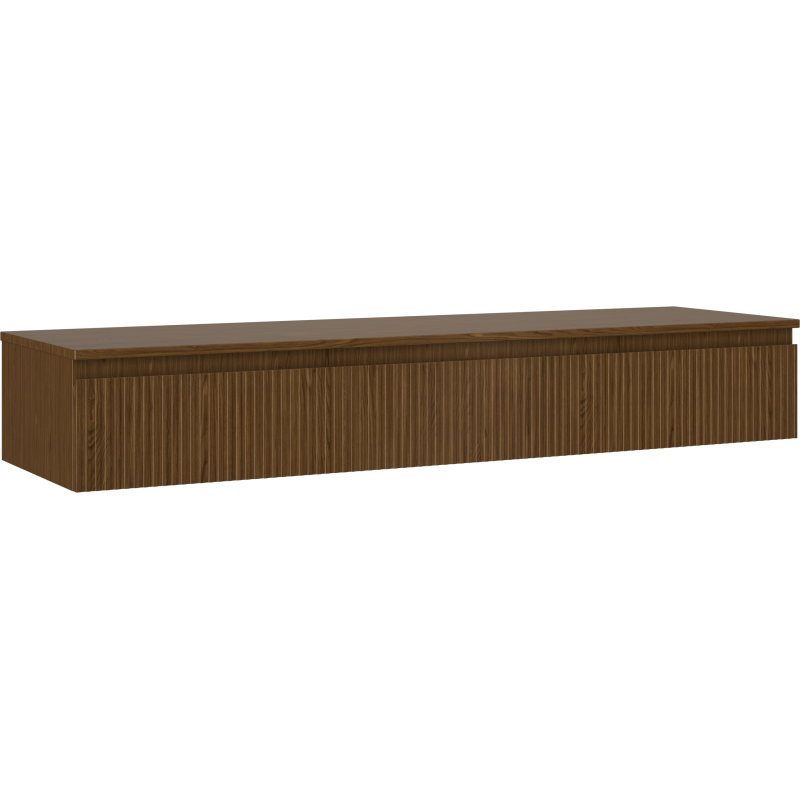 Mexen Rivel Badezimmerschrank unter Waschbecken 160 cm mit Arbeitsplatte, 1 Schublade, gerillt, Nussbaum - 91A20-16023-1-BFC86