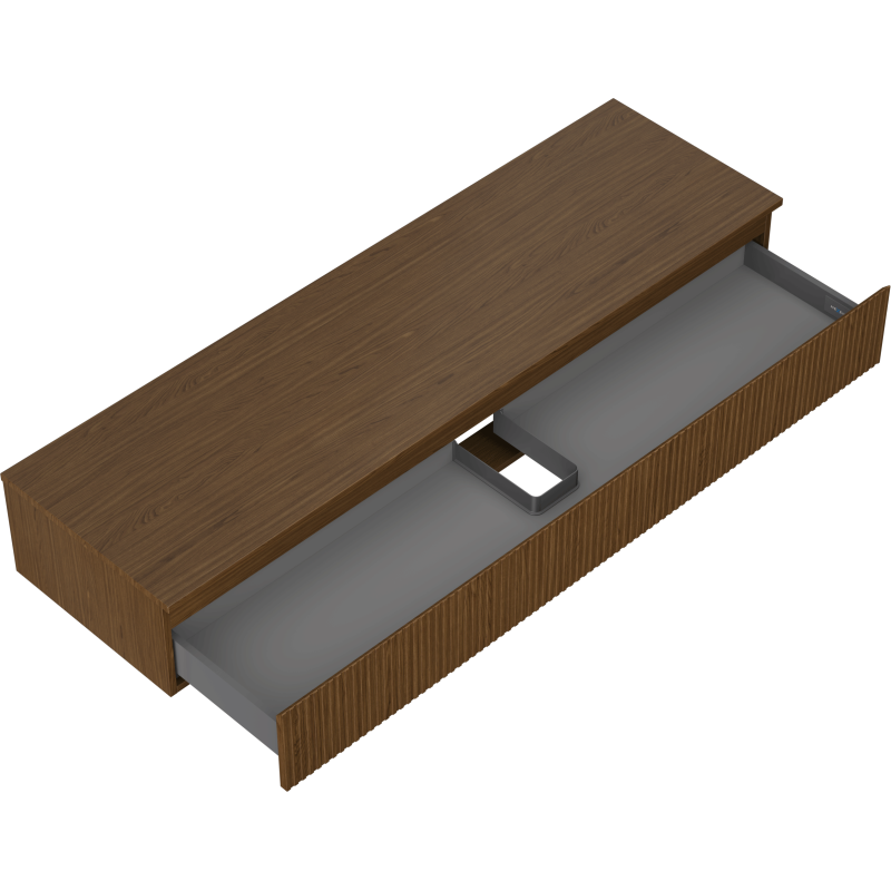 Mexen Rivel Badezimmerschrank unter Waschbecken 160 cm mit Arbeitsplatte, 1 Schublade, gerillt, Nussbaum - 91A20-16023-1-BFC86