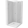 Mexen Lima faltbare Duschkabine 90 x 90 cm, transparent, Chrom + Flat Duschwanne - 856-090-090-01-00-4010